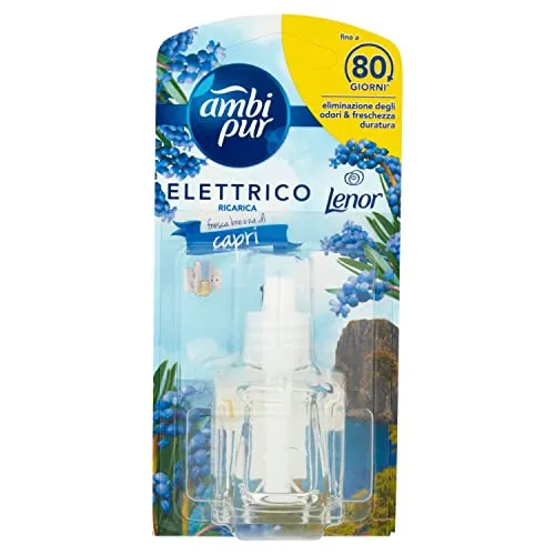 Ambi Pur Lufterfrischer für Raum, 1 Nachfüllpackung für Umgebungsdiffusor, frischer Duft, Capri-Brise, Lufterfrischer, Geruchsbeseitigung, bis zu 80 Tage Duft zum Nachfüllen