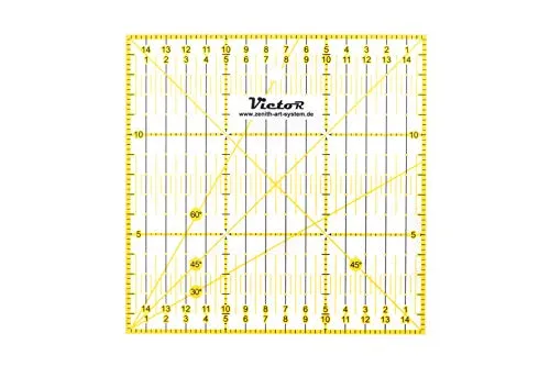 Victor transparentes Lineal 15x15cm in Gelb zum Naehen, Basteln, Patchwork und Quilting - Naehlineal