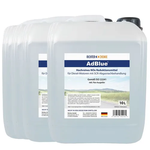 AdBlue® 4 x 10L Harnstofflösung gemäß ISO 22241 +inklusive Flex-Ausgießer | 40L