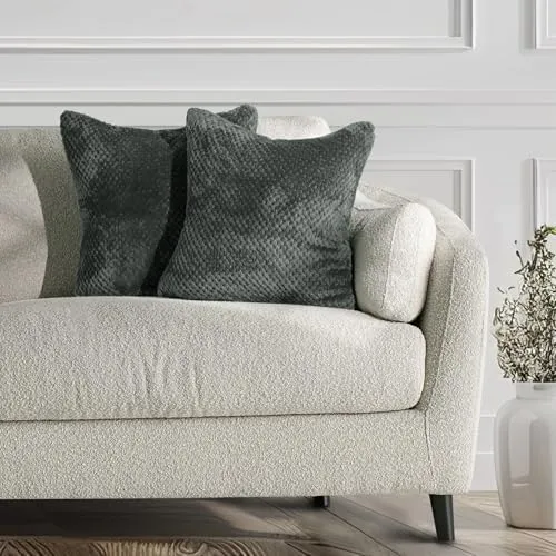 DecoKing 57421 2tlg 2 Kissenbezüge 45x45 cm Mikrofaser Reißverschluss Fleece Kissenhüllen Grafit anthrazit grau Henry