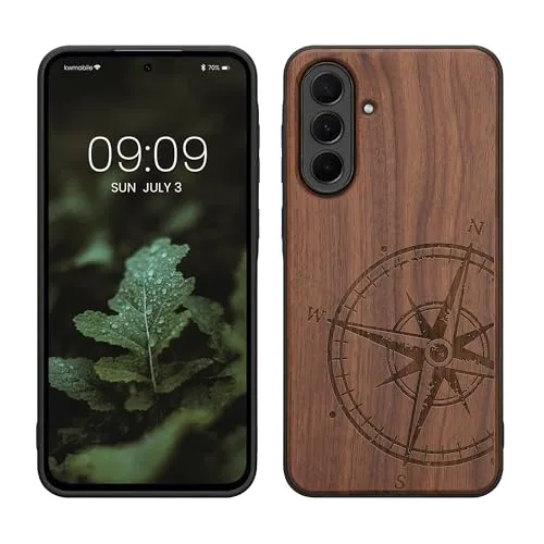 kwmobile Handyhülle für Samsung Galaxy A36 5G Hülle Holz - Case mit TPU Bumper - Stoßfestes Hardcase - Schutzhülle Cover in Dunkelbraun