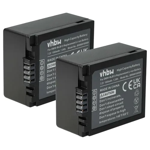 vhbw 2X Akku kompatibel mit Panasonic Lumix DMC-G2K, DMC-G1W, DMC-G2, DMC-G10K, DMC-G1K, DMC-G1, DMC-G10 Kamera (1000 mAh, 7,2 V, Li-Ion)