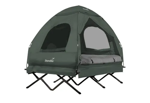 Skandika Zeltliege Haug für 2 Personen - erhöhtes Campingbett mit aufblasbarer Luftmatratze, wasserdicht und bequem für Angler und Outdoor-Enthusiasten