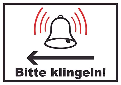 HB-Druck Bitte klingeln Richtungspfeil Links Schild A6 (105x148mm)