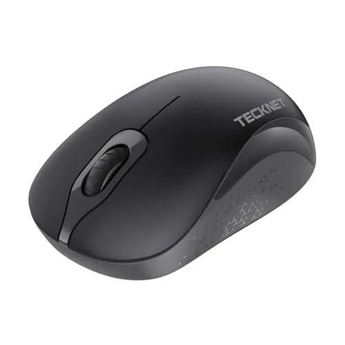 TECKNET Leise Kabellose Maus, 1600 DPI 2,4 GHz mit USB-Nano-Empfänger | 3 Einstellbare DPI Computer Maus, 24 Monate Akkulaufzei, Für Links- und Rechtshänder, Funkmaus für Laptops, PC, Mac, Grau