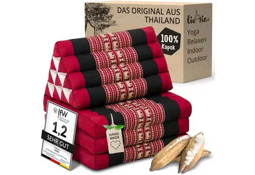 livasia Sitzsack Thaikissen 3 Auflagen (Classic) vegan und handgefertigt, 175x50x8cm, Kapok