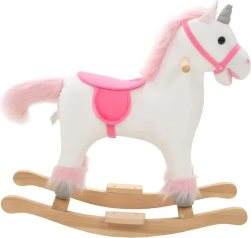 vidaXL Schaukeltier Einhorn Plüsch 65x32x58 cm - Schaukeltiere für Kinder, niedliches Einhorn-Design mit robustem Metallrahmen und weicher Polsterung, ideal für stundenlangen Spielspaß und Komfort.