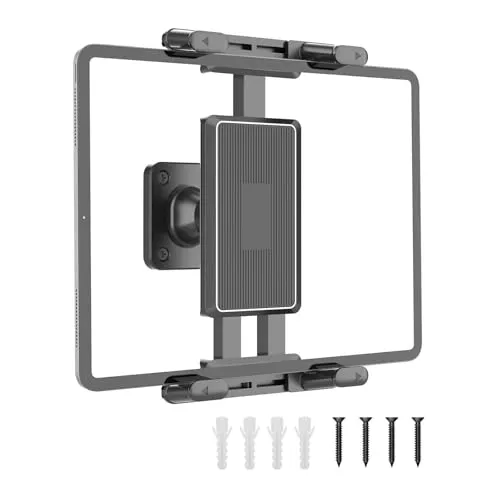 360° Drehbar Tablet Wandhalterung aus Aluminium, Universelle Erweiterbare Halterung mit Clip, Kompatibel mit iPad Pro/ Mini / Air Galaxy Tab, Microsoft Surface Pro, Kindle Alle 4.7-15 Zoll Tablets