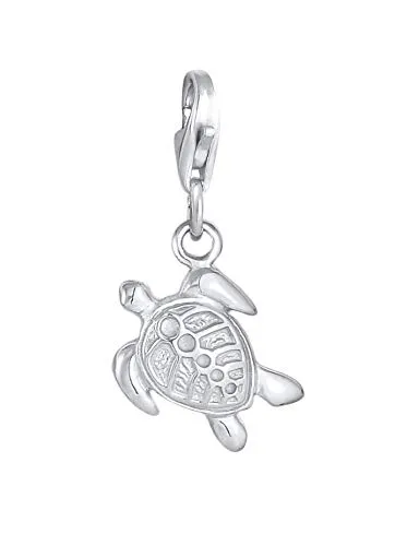 Nenalina Schildkröte Karabiner Charm Anhänger aus 925 Sterling Silber - Clasp Charms für Damen, hochwertiger Charm aus 925er Sterlingsilber mit Karabinerverschluss, ideal für individuelle Bettelarmbänder und als besonderes Geschenk.