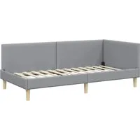 vidaXL Eckbettgestell mit Kopfteil Hellgrau 90 x 200 cm