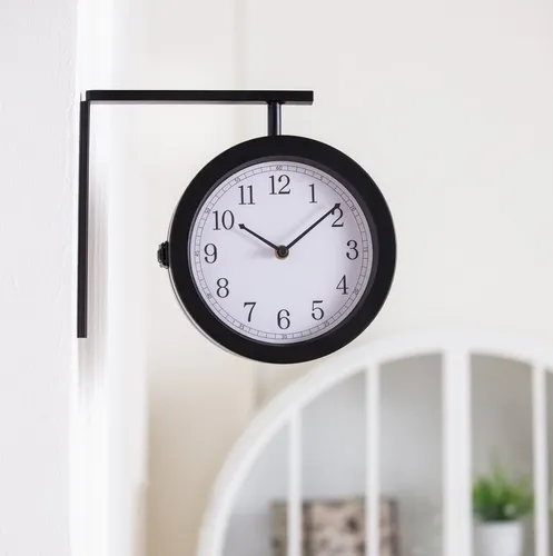 K&L Wall Art Wanduhr Doppelseitig Vintage - Wanduhren | Antike Doppeluhr im Vintage-Design, geräuschloser Betrieb für eine ruhige Umgebung, ideal für Wohnzimmer oder Flur.