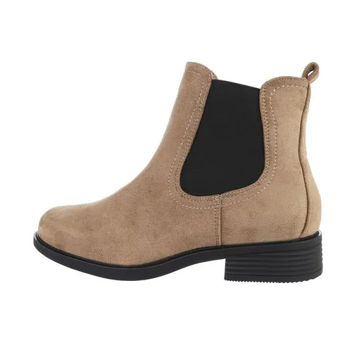 Ital-Design Damen Chelsea Elegant Stiefelette (71312935) Blockabsatz Chelsea Boots in Hellbraun