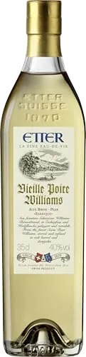 Etter Vieille Poire Williams Alte Birne Barrique - Williamsbirne, sanft und aromareich mit feinen Holz- und Vanillenoten, ideal als Digestif für besondere Anlässe.