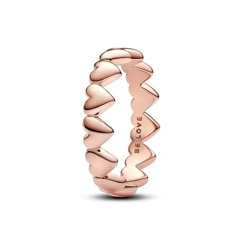 PANDORA Moments Reihe von Herzen Ring - Ringe für Damen, romantisches Design aus Sterling Silber mit rosévergoldeter Metalllegierung, ideal als Liebessymbol oder für dich selbst.
