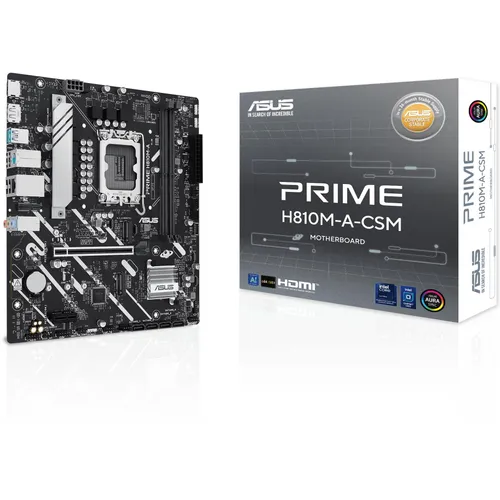 ASUS PRIME H810M-A-CSM Mainboard - Micro-ATX Mainboard mit Sockel 1851 für Intel Core Ultra Prozessoren, unterstützt bis zu 128 GB DDR5 RAM und bietet hohe Leistung für Gaming und Anwendungen.