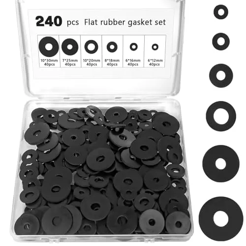 Stück Gummi Unterlegscheiben, Durchmesser 12/16/18/20/25/30mm Kunststoff Unterlegscheiben Schwarz Verschleißfeste wasserdichte 240