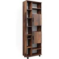 Vicco Hochschrank Badschrank Ilias Old Style 60x190 cm - Bad-Hochschrank mit kratzfester Melaminharzbeschichtung und 12 Fächern für optimalen Stauraum, ideal für ein modernes Badezimmer.