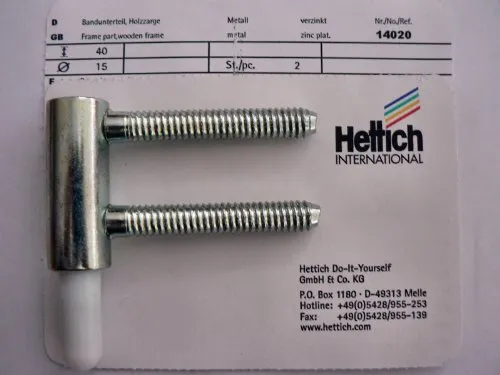 Hettich Rahmenunterteil, wartungsfrei, Ø 15 mm, verzinkt, 2 Stück, Artikelnr. 14020