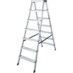 Euroline Alu-Stufenstehleiter beidseitig begehbar Nr. 619 2 x 7