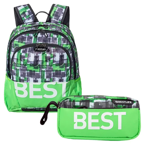 Rucksack + Federmäppchen Schultasche Freizeittasche mit Laptopfach bis 15,6 Zoll