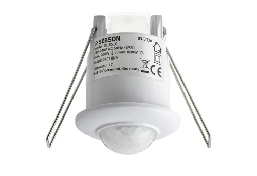 SEBSON Bewegungsmelder Mini Bewegungsmelder Infrarot Sensor Reichweite 6m/360° - Ø50x66mm