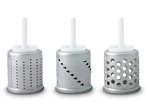 Messerschmidt Zusatztrommelset EMVSC für Gemüseschneider 62010 - Gemüsehobel Zubehör mit feinen Raspeltrommeln aus Edelstahl, ideal zum Raspeln von Käse, Nüssen und Gemüse. Hochwertig, hygienisch und spülmaschinenfest.
