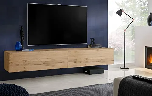 Komodee, TV-Bank Loreto, Wotan matt/Wotan matt, Breite 200 cm x Höhe 30 cm x Tiefe 41,5 cm, Stil Modern/Minimalistisch, für Wohnzimmer, Schlafzimmer