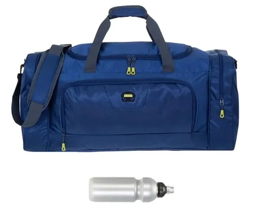 Sporttasche Damen Herren Trainer XL 69 cm 55 L Nassfach Reisetasche Schuhfach Sport Fitness Sauna Gym Bag Tasche sehr groß 1244 + Trinkflasche (Dark Marine Blue (blau))