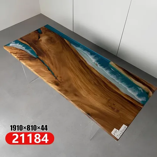 Esstisch River Table aus echtem Holz mit Epoxidharz 191x81cm - Moderner Esstisch aus Massivholz, ideal für bis zu 8 Personen. Die einzigartige Zweifarbigkeit und das edle Design machen ihn zum Blickfang in jedem Esszimmer.