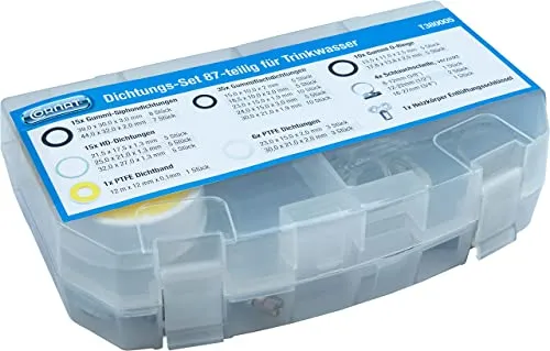 Cornat Dichtungs-Sortiment 87-teilig - Gummidichtungen, Dichtungsringe & O-Ringe im Set - Zur Anwendung im Sanitärbereich - Trinkwasser geeignet/Dichtungselemente/Dichtringe / T380005, Schwarz