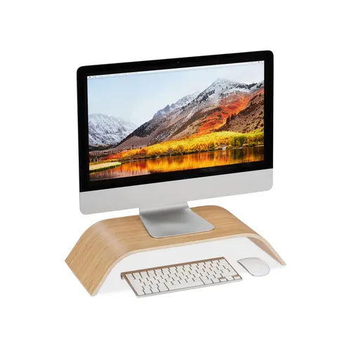 Monitorständer ergonomisch aus Bambus - Ergonomischer Bildschirmaufsatz für eine gesunde Körperhaltung, aus hochwertigem Bambus, ideal für Home Office oder Büro.