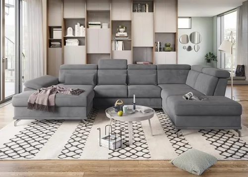 sit&more Wohnlandschaft Cabrio U-Form, B: 359 cm, mit Sitztiefen-, Arm- & Kopfteilverstellung, 3 Nierenkissen, Federkern, optional Bettfunktion und Stauraum