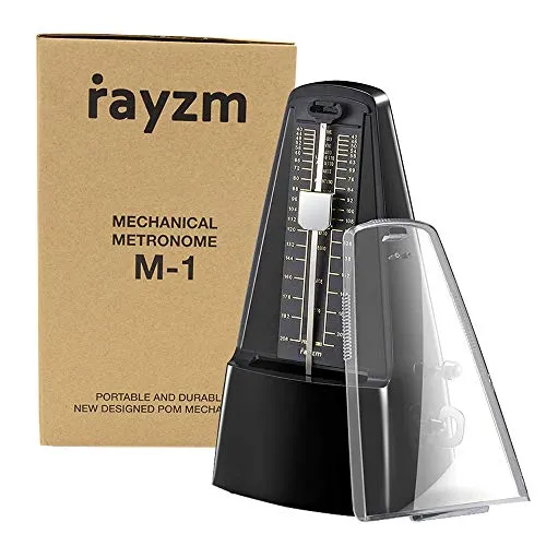 Rayzm Mechanisches Metronom mit hoher Präzision für alle Musikinstrumente (Klavier/Trommel/Violine/Gitarre/Bass & Blasinstrumente), Audible Click & Bell Ring, Traditionelle Pyramide