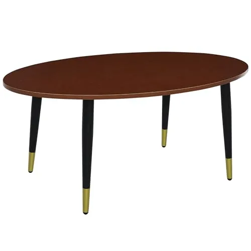 Couchtisch, oval, multifunktional, 100 x 60 x 42 cm, Teak dunkel