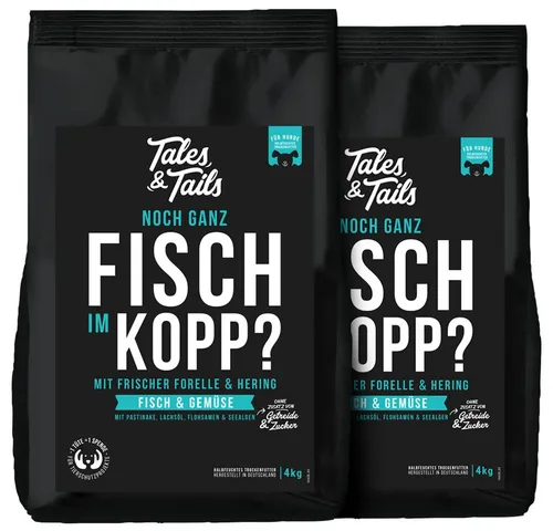 Tales & Tails Softtrockenfutter – Noch ganz Fisch im Kopp?! für Hunde - Monoprotein, getreidefreies Trockenfutter für Hunde aller Größen. Sensitiv und ideal für Allergiker, mit hochwertigen Zutaten für eine ausgewogene Ernährung.