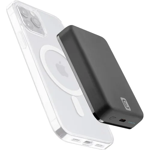 Cellular Line 10000 mAh Powerbank - Kabelloses Laden in Schwarz - Powerbank mit 10000 mAh, ideal für kabelloses Laden unterwegs und perfekt für Smartphones und Tablets.