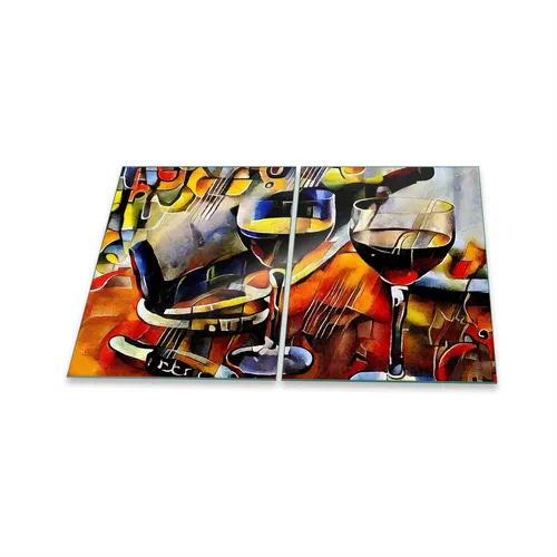 Herdabdeckplatte Ceran 2-Teilig 2x40x52 Abstrakt Bunt Abdeckung Spritzschutz