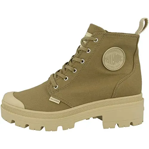 Palladium PALLABASE TWILL Boots weiblich, grün, Größe 37 EU - Wanderschuhe aus 100% Baumwolle mit EVA-Verstärkung, ideal für Outdoor-Abenteuer und komfortable Erkundungen.
