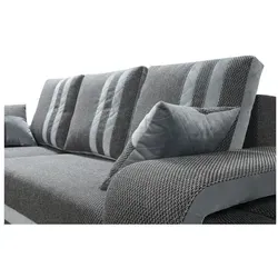 Robin York Ecksofa mit Schlaffunktion 2x Bettkasten 2x Kleine Kissen 2x Hocker Sofa L-Form Schlafsofa Freistehende Eckcouch Schlafcouch Wohnzimmerm...