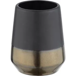 Wenko Zahnputzbecher Brandol, 24361100, Keramik, schwarz/kupfer, 8 x 10 cm