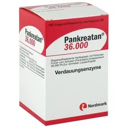 Pankreatan 36000 - Unterstützung bei Pankreasinsuffizienz - Arzneimittel zur Behandlung der exokrinen Pankreasinsuffizienz, enthält 36.000 Ph.Eur.-Einheiten Lipase pro Kapsel für eine verbesserte Verdauung.