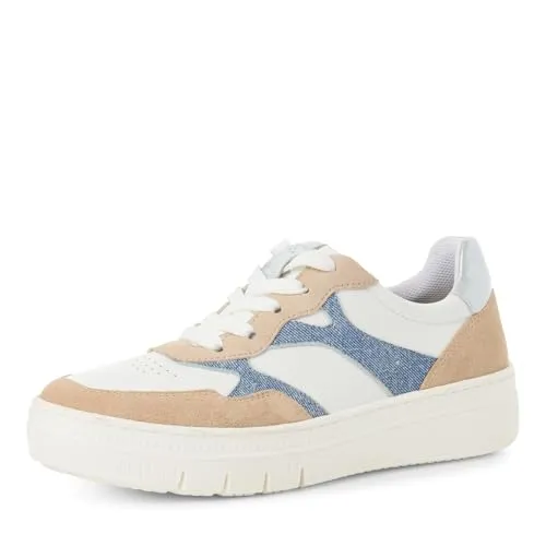 Tamaris Damen Klassische Ballerinas - Damen-Ballerinas mit TOUCHit-Fußbett für ultimativen Komfort, ideal für den Alltag und klassisch elegant im Denim Comb Design.