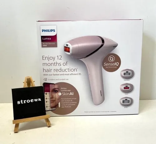 Philips Lumea 9900 Series - IPL-Haarentfernungsgerät mit SenseIQ - IPL-Gerät für sanfte Haarentfernung mit 3 Aufsätzen für Körper, Gesicht und Präzisionsbereiche. Genießen Sie bis zu 92 % weniger Haare nach nur 3 Behandlungen und 18 Monate glatte Haut.