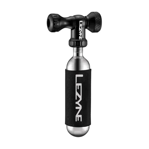Lezyne CO2 Control Drive Pumpe, schwarz/silber - Luftpumpen mit CNC gefrästem Aluminium, ideal für schnelle Reifenfüllung dank CO2 Generator und Slip fit Kopf für Presta und Schrader Ventile.
