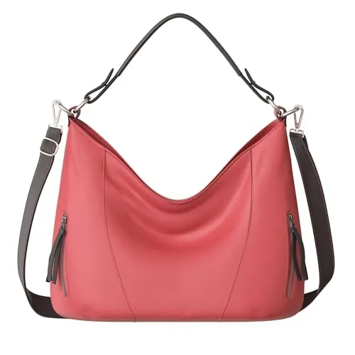 KMISSO Damen Shopper Hand Henkel Tasche aus veganem Leder 30627 Red - Damen-Shopper mit geräumigem Design (B38 - H26 - T11 cm) und verstellbarem Schulterriemen für vielseitige Tragemöglichkeiten. Hergestellt aus hochwertigem, umweltfreundlichem Material - ideal für einen nachhaltigen Lebensstil.