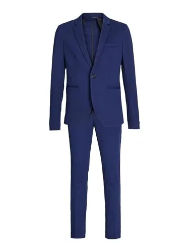 Jack & Jones Junior Anzug JJEJAXON JERSEY SUIT NOOS JNR (Set, 2-tlg) blau 128 - Business- & Abendmode für Herren, modischer 2-teiliges Set aus elastischem Jersey für optimalen Tragekomfort und pflegeleichte Maschinenwäsche.
