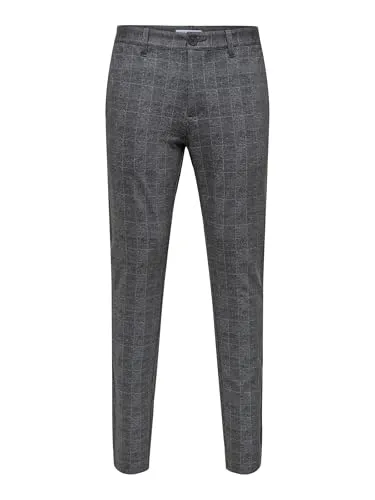ONLY & SONS Herren Chino Hose ONSMARK Slim Check 9887 - Slim Fit Stretch - Wanderhosen für Herren mit Slim Fit, 2% Stretchanteil für besten Tragekomfort und lässigen Look, ideal für modische Outfits.