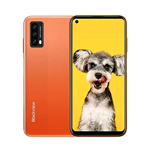 Blackview A90 LTE Smartphone, 4GB RAM, 64GB, Dual Sim, Orange - Handy mit 6,39 Zoll IPS-Display, 12MP Dreifach-Kamera und 4280mAh Akku für lange Laufzeiten – ideal für Multimedia-Fans!