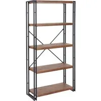 Berlinlodge Bücherregal Braun 80x165 cm – Modernes Design für Ihr Wohnzimmer - Das Berlinlodge Bücherregal bietet großzügigen Stauraum und eine hochwertige 3D-Struktur. Mit stabilen MDF-Regalböden und einem Metallgestell ist es vielseitig einsetzbar und ideal für Bücher und Dekoration.