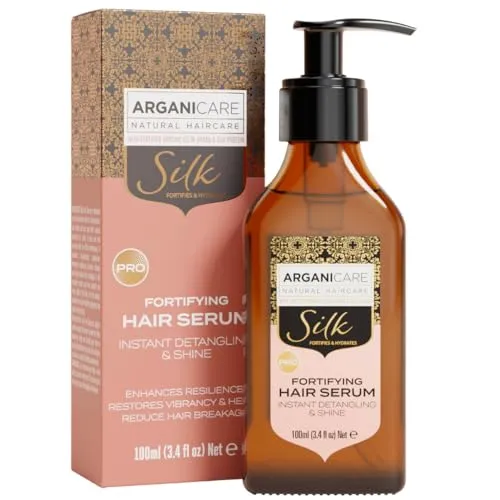ARGANICARE - Ultimatives Glanz-Serum mit Seidenprotein – Pflege für alle Haartypen – Flasche mit 100 ml